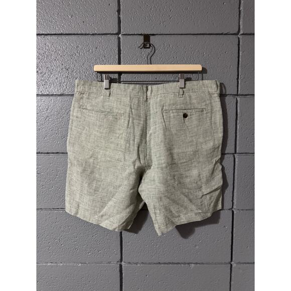 NWT Mens J.Crew Linen Green Preppy Striped Shorts Size 36 Quiet Luxury 7" inseam - Picture 2 of 5